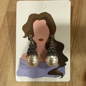 Vintage Silver Pearl Drop Earrings